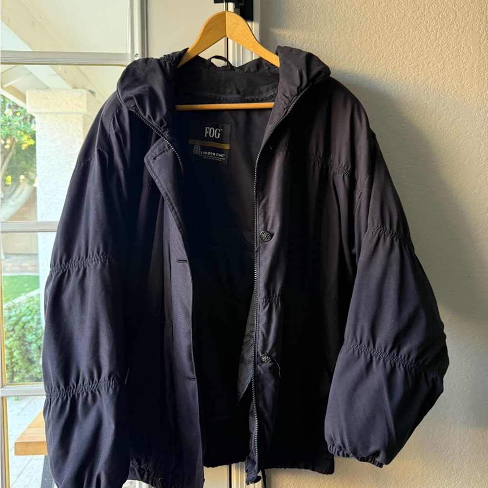 London Fog Black Puffer Bomber Jacket
